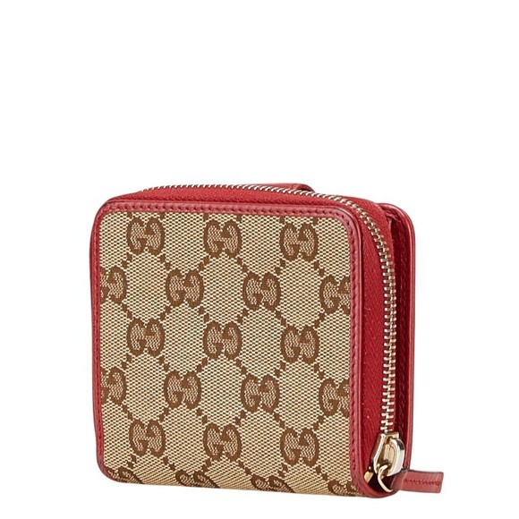 Gucci Canvas Wallet Red Beige Long GG - Picture 1 of 8